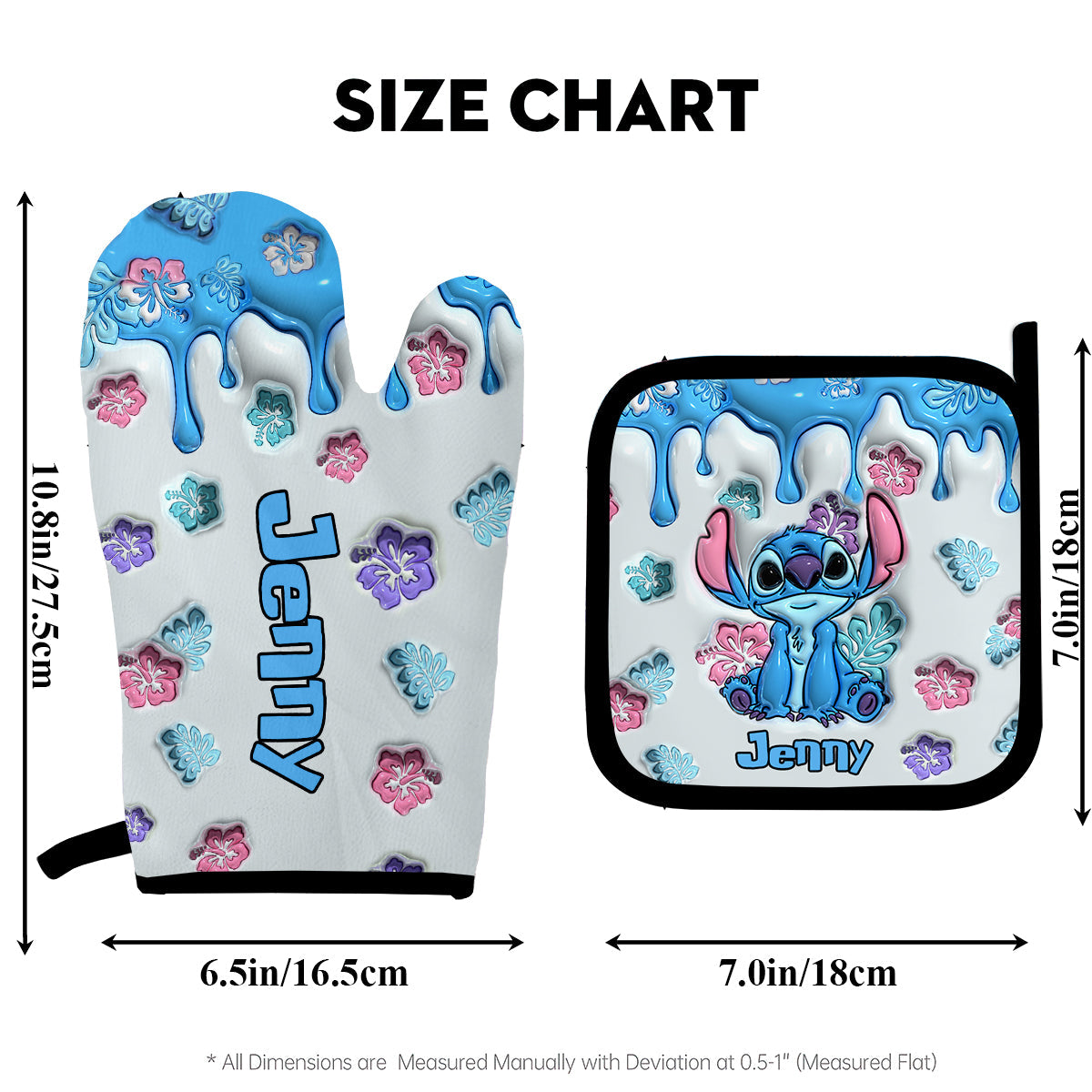 Personalized Ohana Oven Mitts & Pot Holder Set Custom Name Gift for Mom Oven Mitts & Pot Holder Set GradoCreations