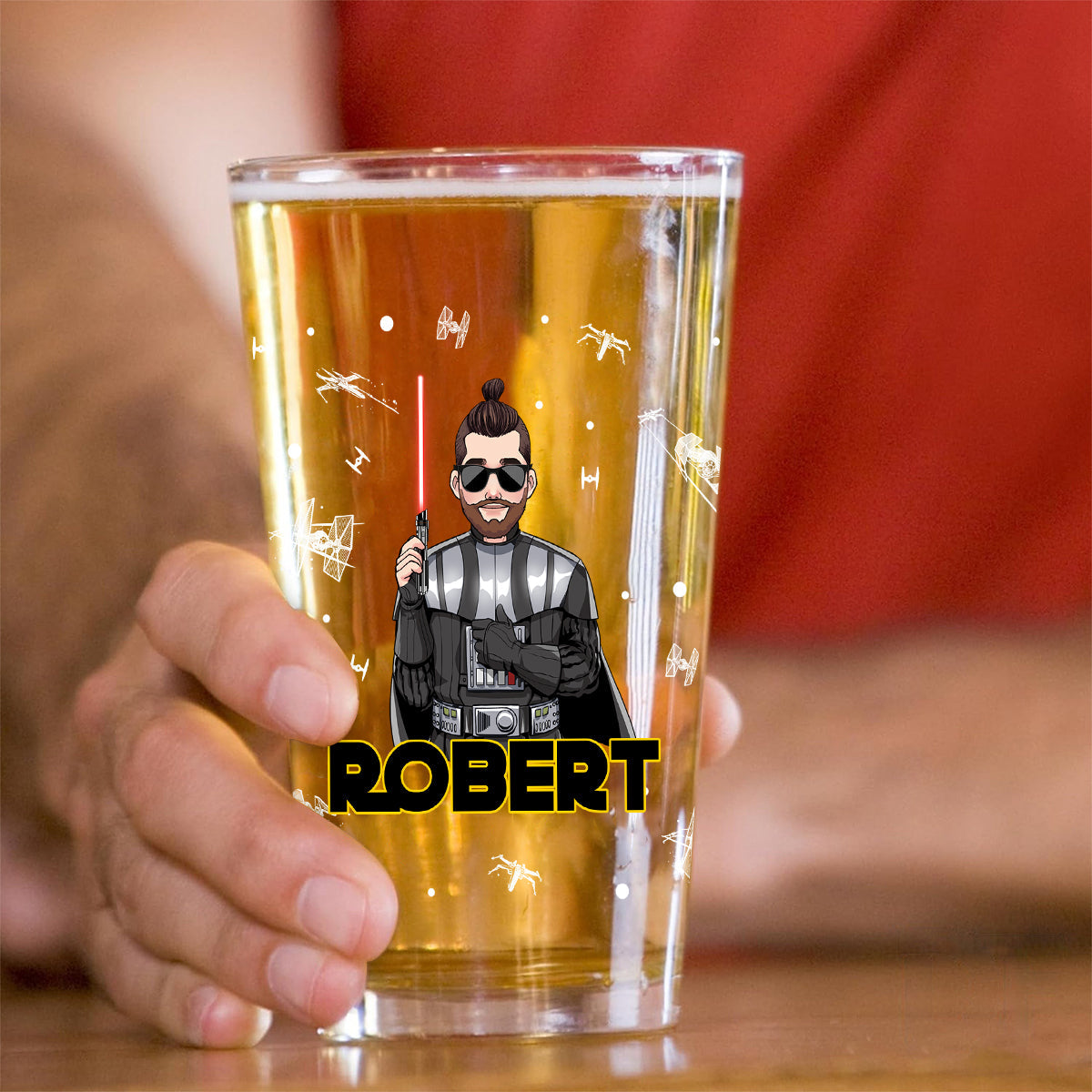 Personalized Beer Glass with Star Wars Theme Custom Name Gift for Dad Beer Glass GradoCreations