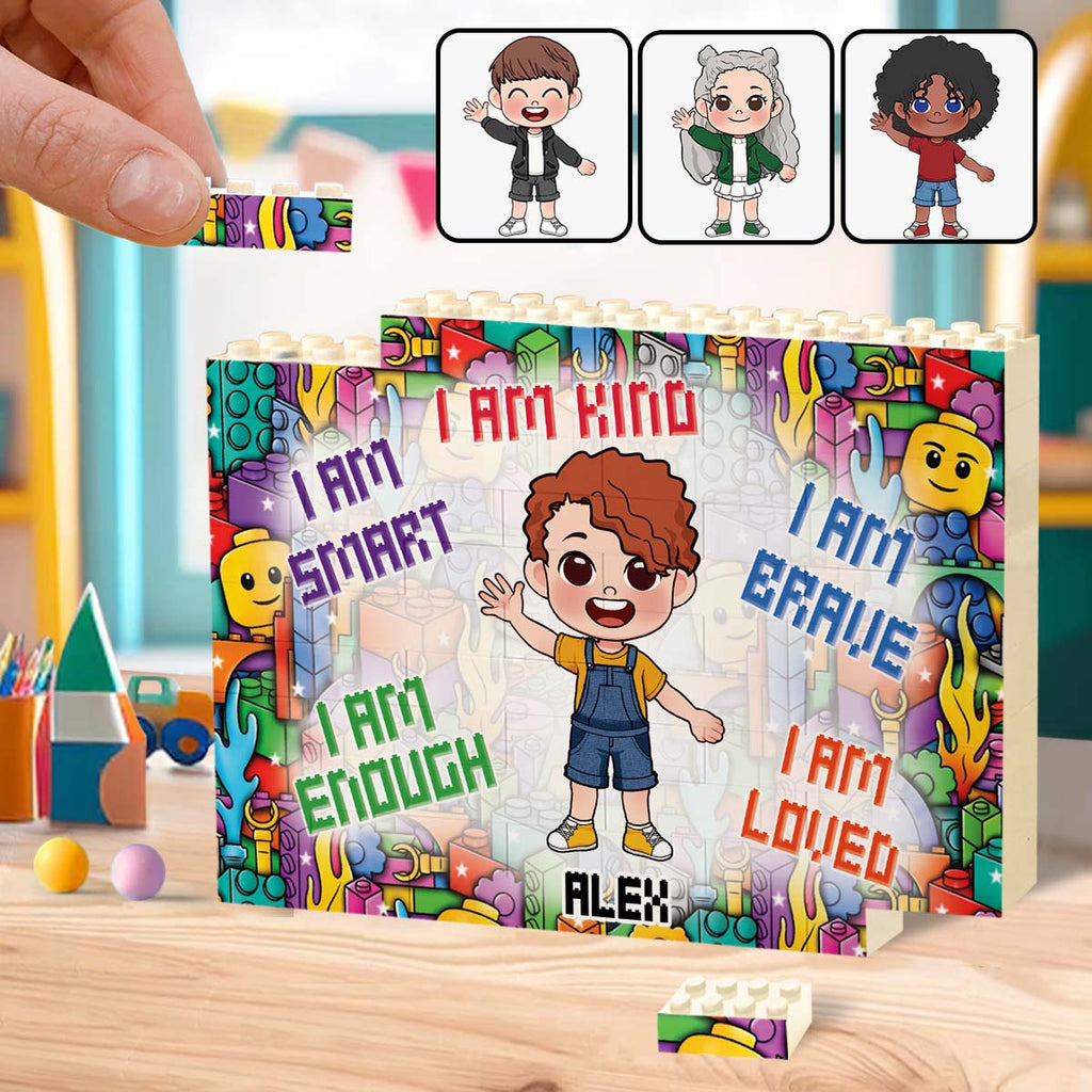Personalized Kid Building Brick Block Customized Gift Idea One-sided Rectangle Building Brick Blocks GradoCreations