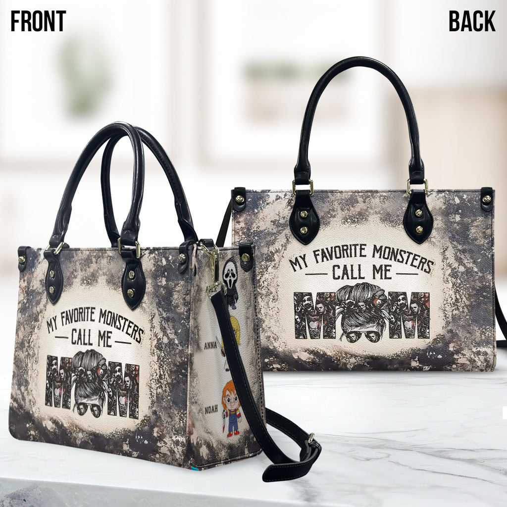 Personalized Leather Handbag for Mom with Favorite Monsters Design Leather Handbag 2 GradoCreations