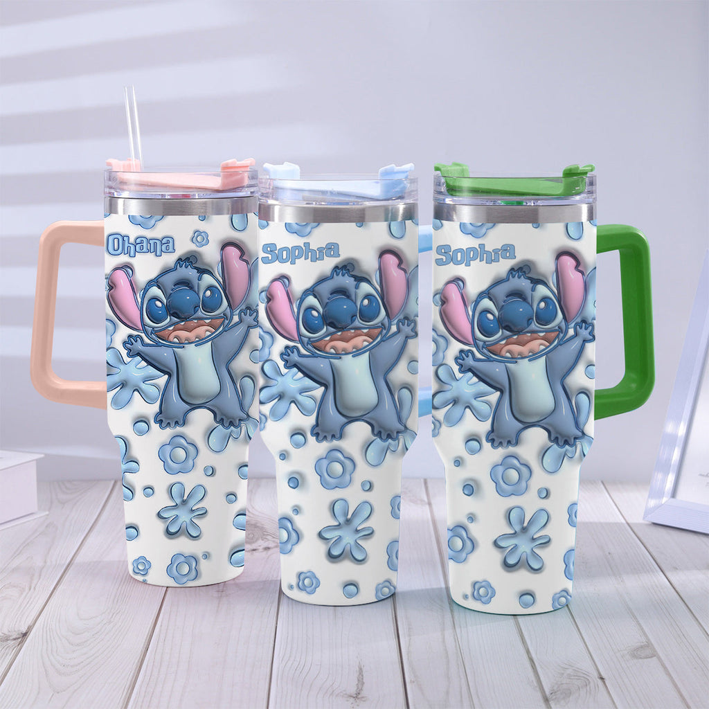 Personalized Ohana Tumbler with Handle Custom Design Gift Tumbler With Handle GradoCreations