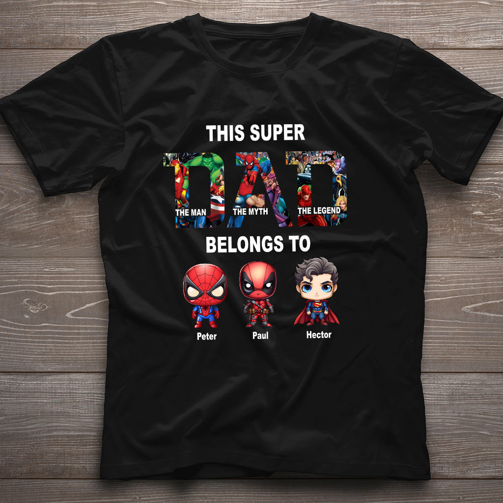 Personalized Super Dad T-shirt Custom Names Gift for Father's Day T-shirt & Hoodie GradoCreations