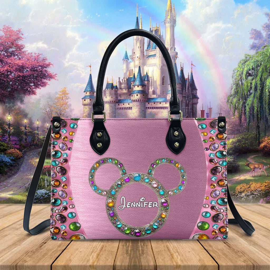 Personalized Pink Leather Handbag with Custom Name for Women Leather Handbag 2 GradoCreations