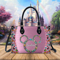 Personalized Pink Leather Handbag with Custom Name for Women Leather Handbag 2 GradoCreations