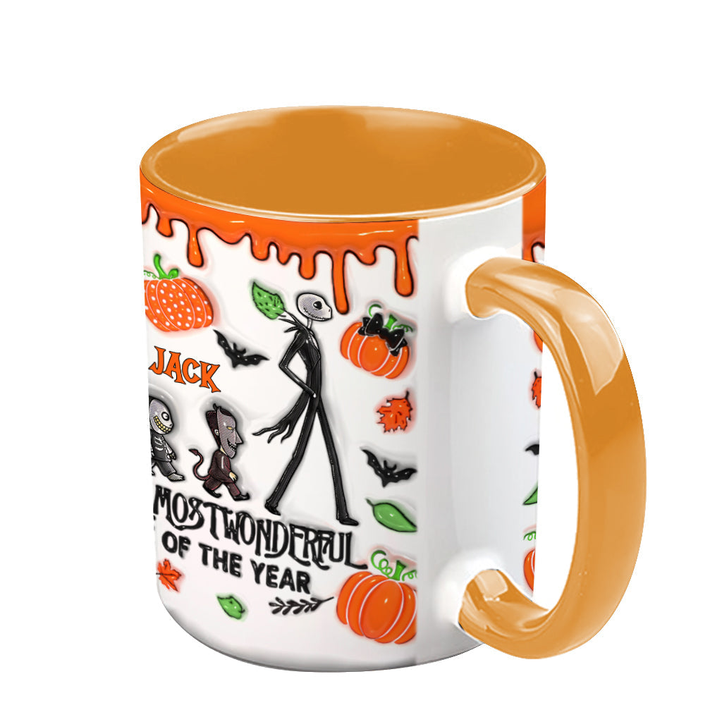 Personalized Autumn Skeleton Accent Mug Custom Name Gift Accent Mug GradoCreations