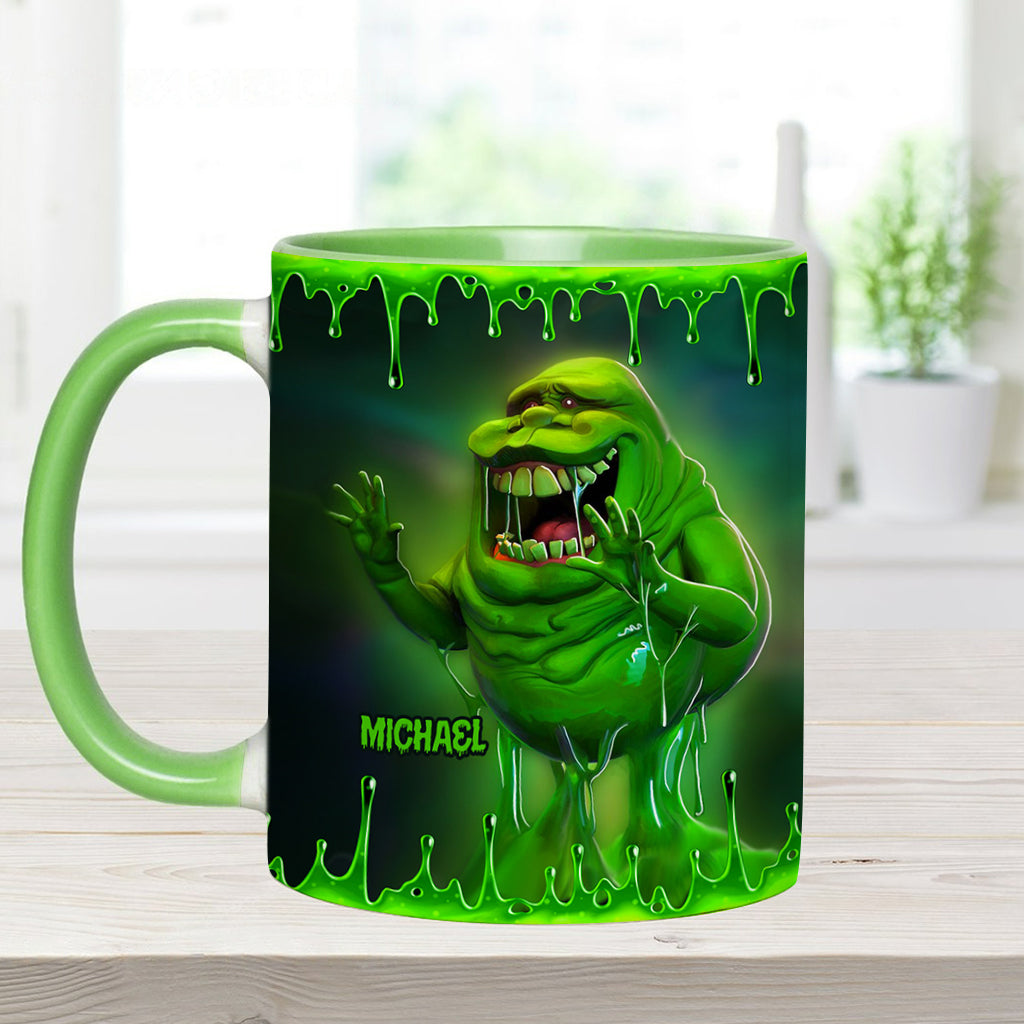 Personalized Green Ghost Accent Mug for Halloween & Birthdays Accent Mug GradoCreations