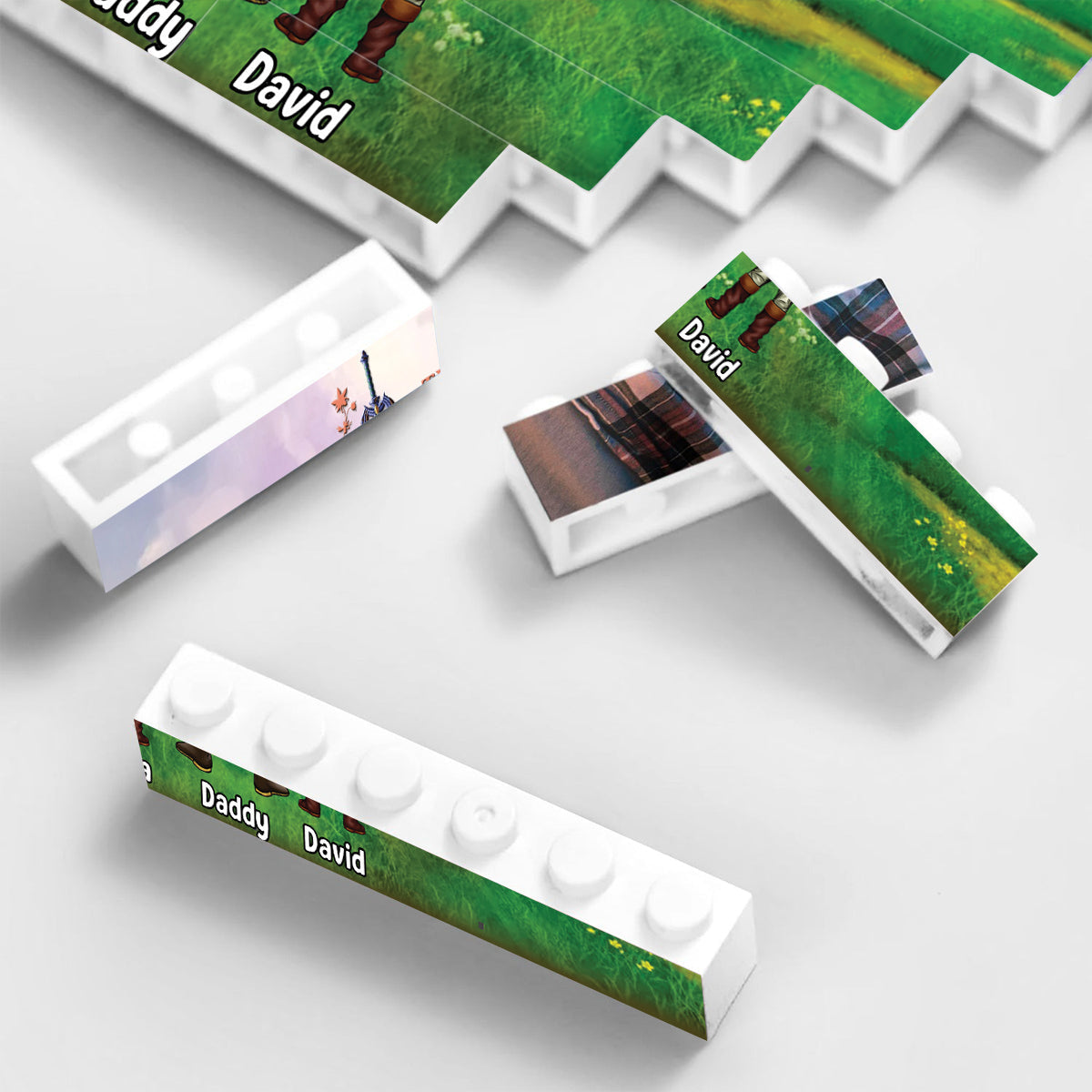 Personalized Building Brick Block Unique Gift for Dad One-sided Rectangle Building Brick Blocks GradoCreations