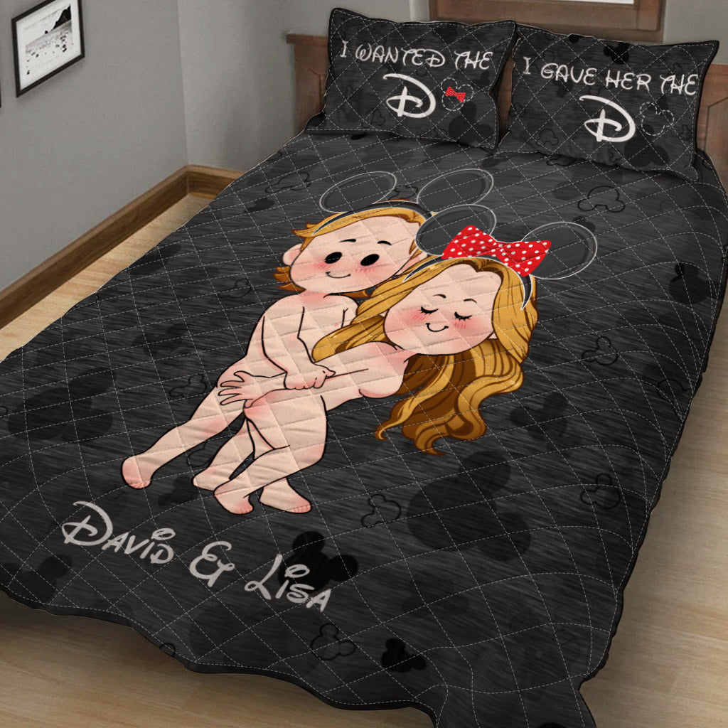 Personalized Couple Mouse Ears Quilt Set Custom Names Gift Quilt Set GradoCreations