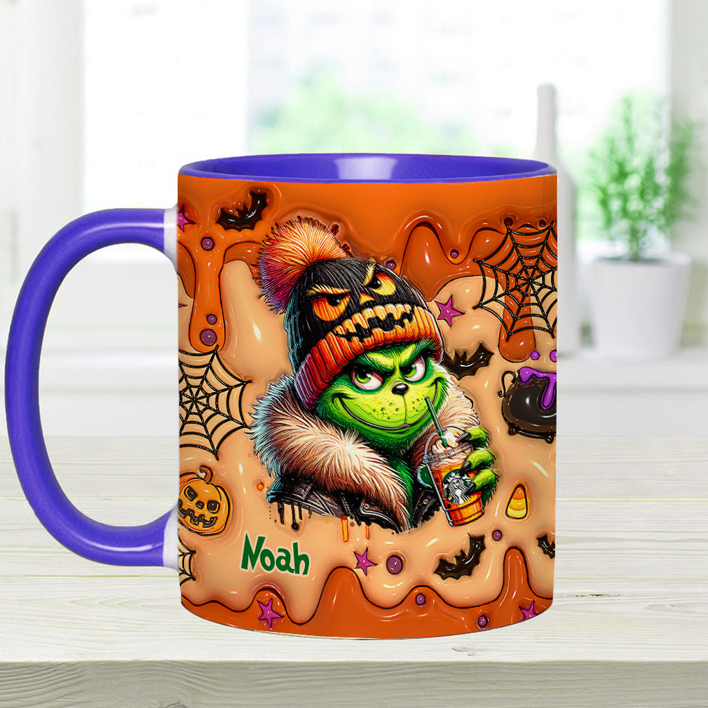 Personalized Halloween Grinch Accent Mug Custom Name Gift Accent Mug GradoCreations