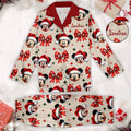 Personalized Cute Mouse Christmas Pajamas Button Down Set Button Down Pajamas GradoCreations