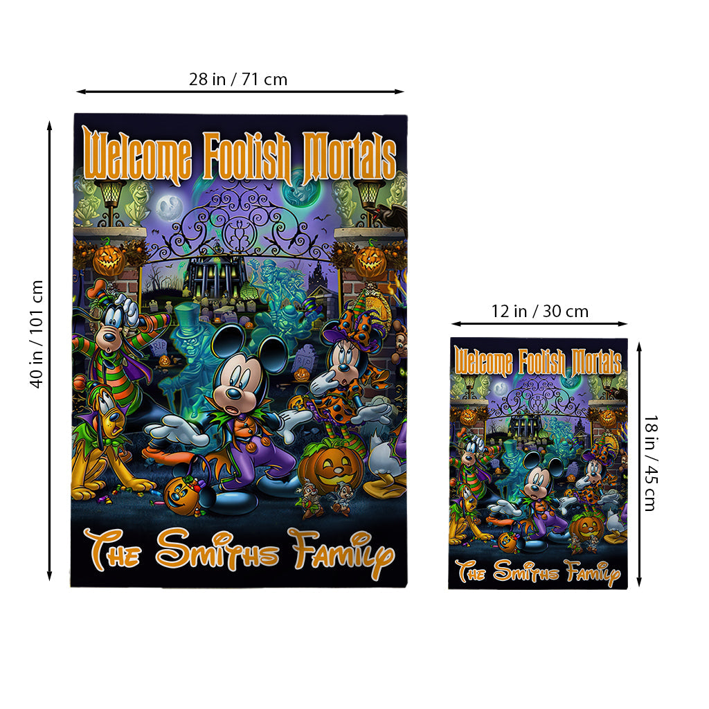 Personalized Halloween Mouse House Flag with Family Name House Flag GradoCreations