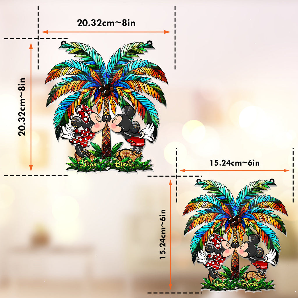 Personalized Palm Tree Suncatcher Ornament Gift for Couples Window Hanging Suncatcher Ornament GradoCreations