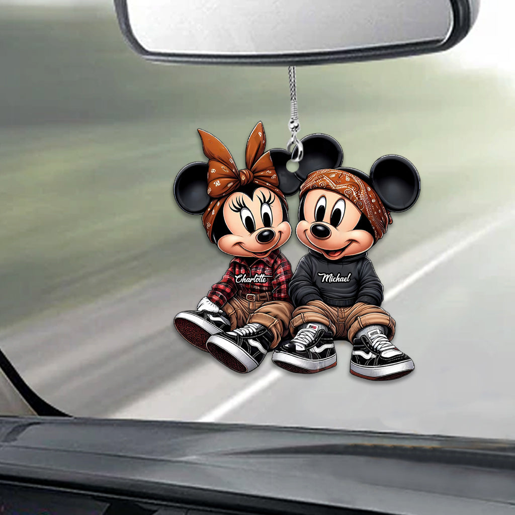 Personalized Couple Mouse Car Ornament Custom Names Gift Car Ornament GradoCreations