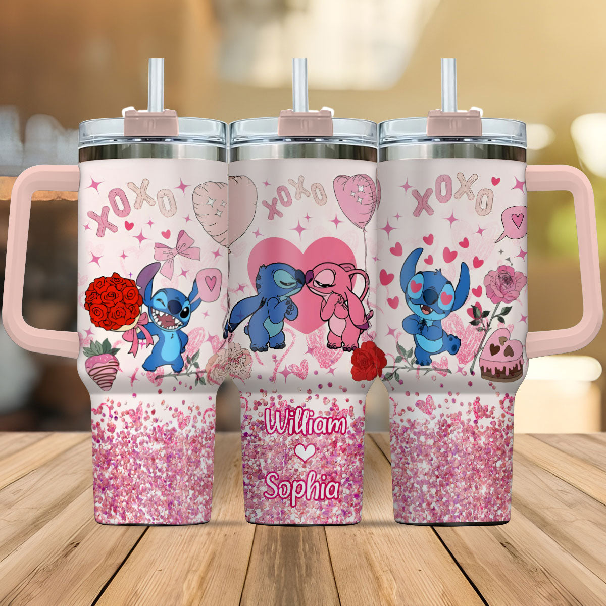 Personalized Ohana Tumbler with Handle Custom Name Gift for Couples Tumbler With Handle GradoCreations