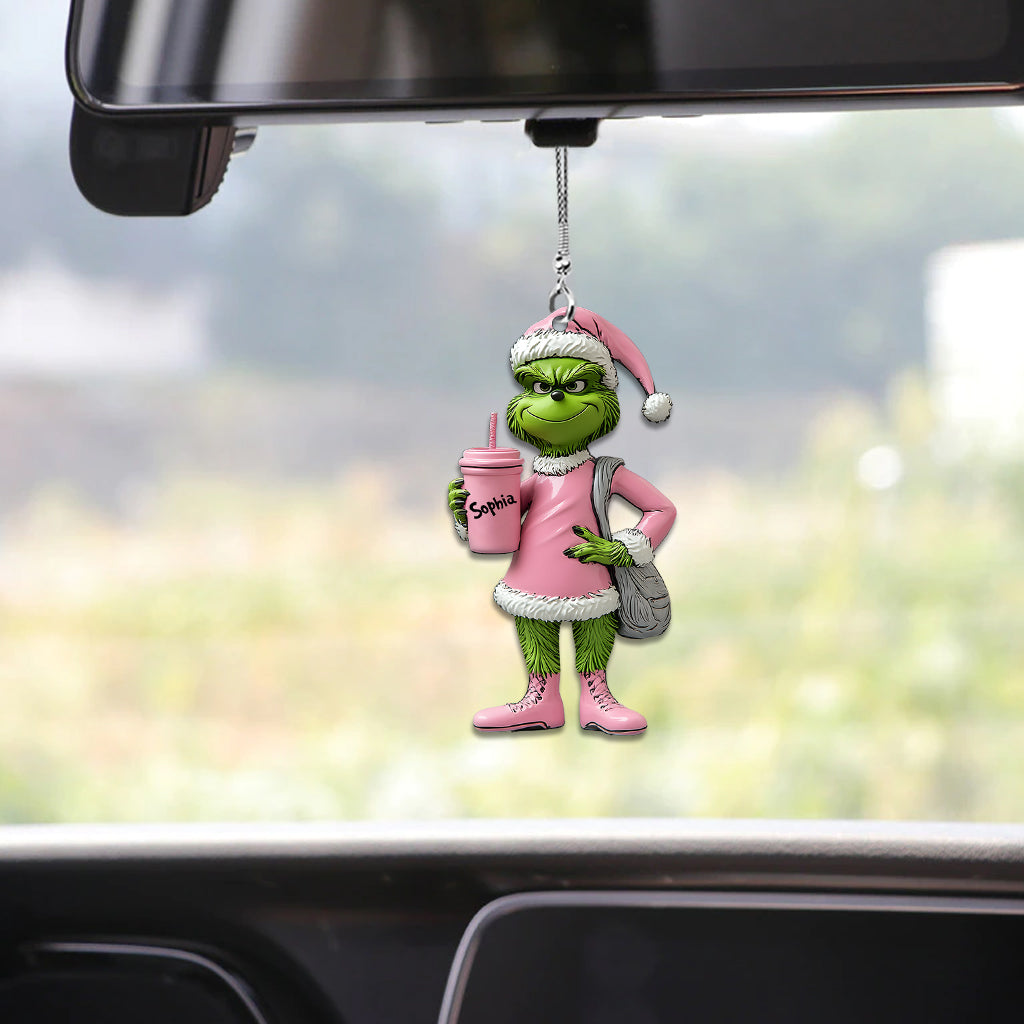 Personalized Grinch Car Ornament Custom Name Christmas Gift Car Ornament GradoCreations