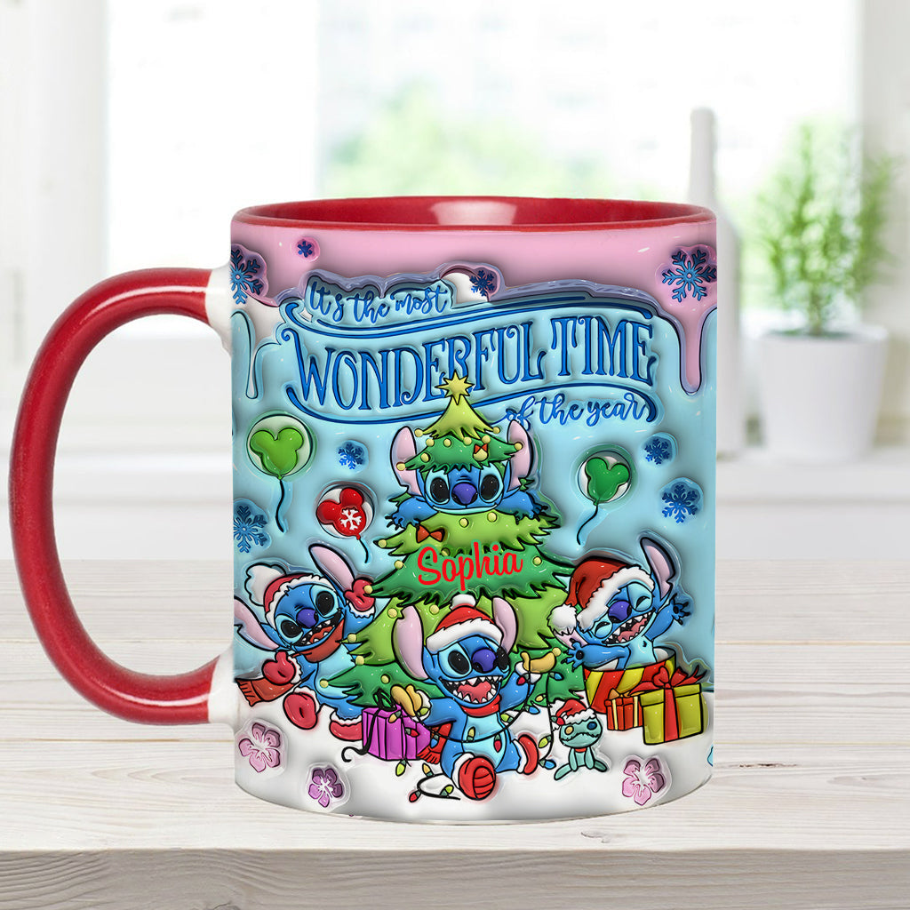Personalized Merry Stitchmas Accent Mug Custom Name Gift for Christmas Accent Mug GradoCreations