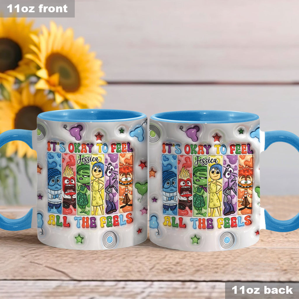 Personalized Accent Mug It's Okay To Feel All The Feels Gift for Birthday/Graduation Accent Mug GradoCreations