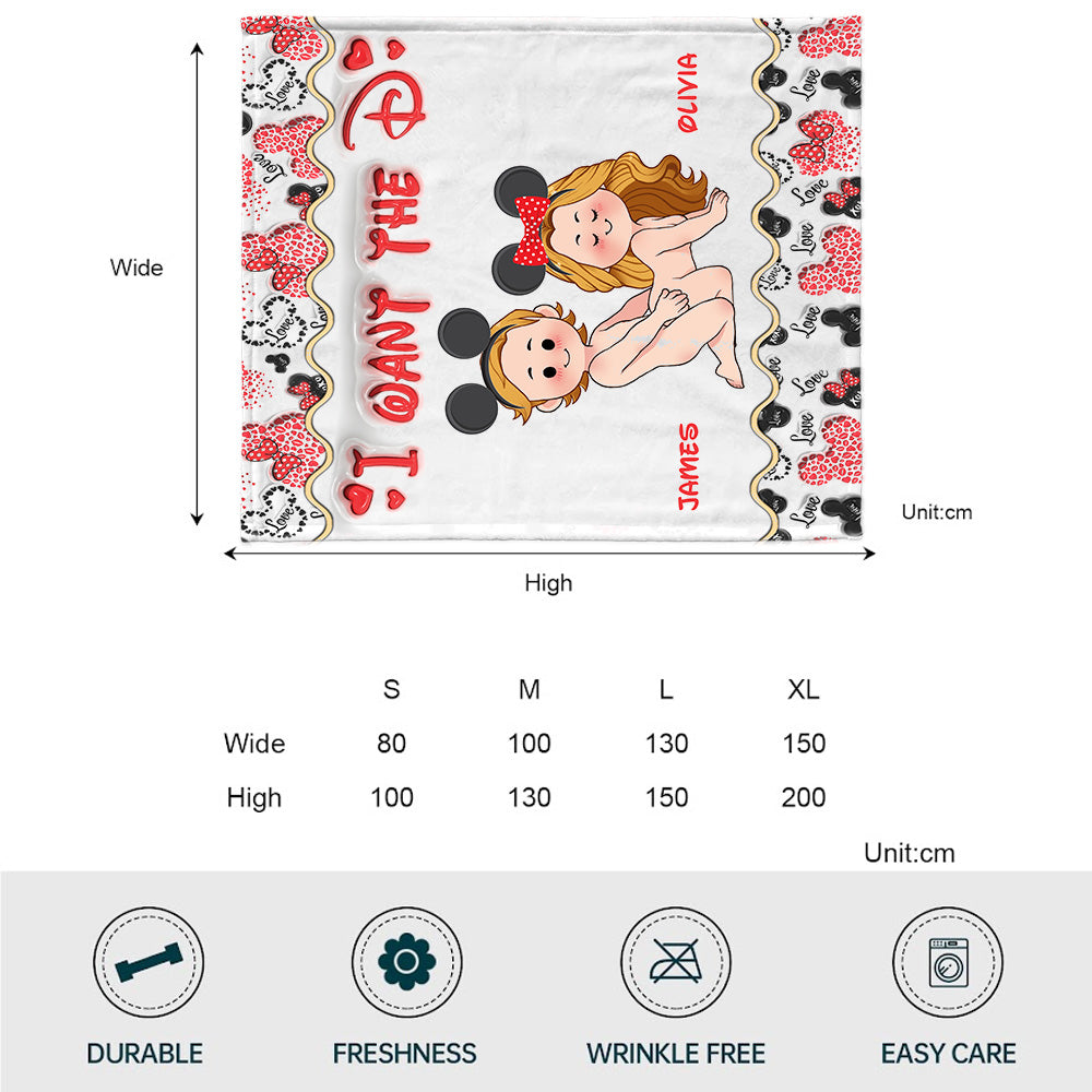 Personalized Mouse-Themed Blanket Custom Names Gift for Couple Blanket GradoCreations