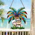 Personalized Palm Tree Suncatcher Ornament for Couples & Animal Lovers Window Hanging Suncatcher Ornament GradoCreations