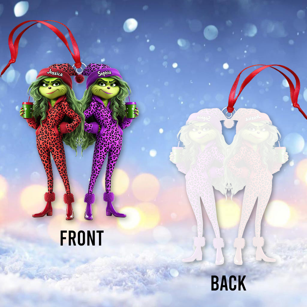 Personalized Grinch Squad Transparent Ornament Custom Gift for Christmas One-sided Ornament GradoCreations