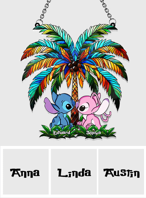 Personalized Ohana Suncatcher Ornament for Couples | Romantic Decor Window Hanging Suncatcher Ornament GradoCreations