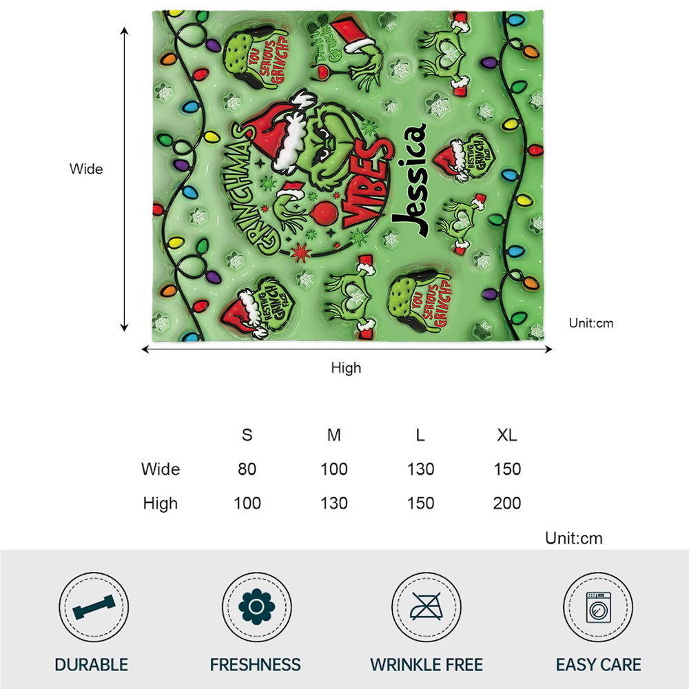 Personalized Merry Grinchmas Blanket Custom Name Gift for Christmas Blanket GradoCreations