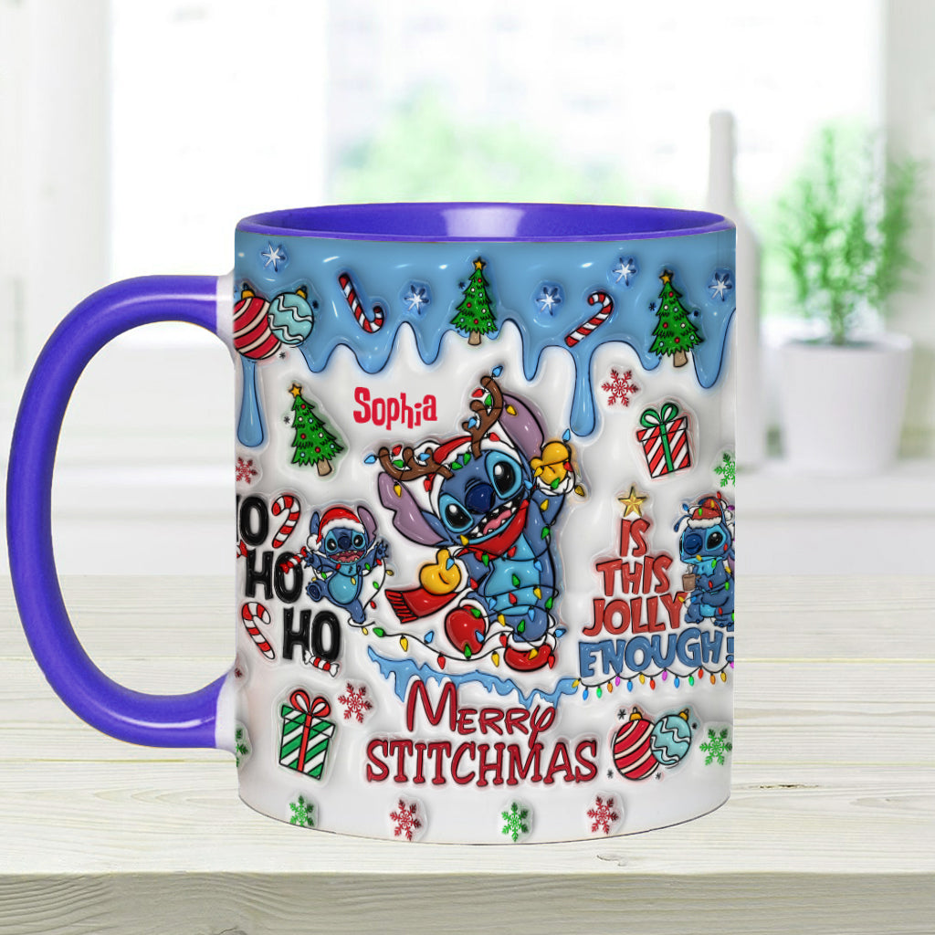 Personalized Merry Stitchmas Accent Mug Custom Name Gift Accent Mug GradoCreations