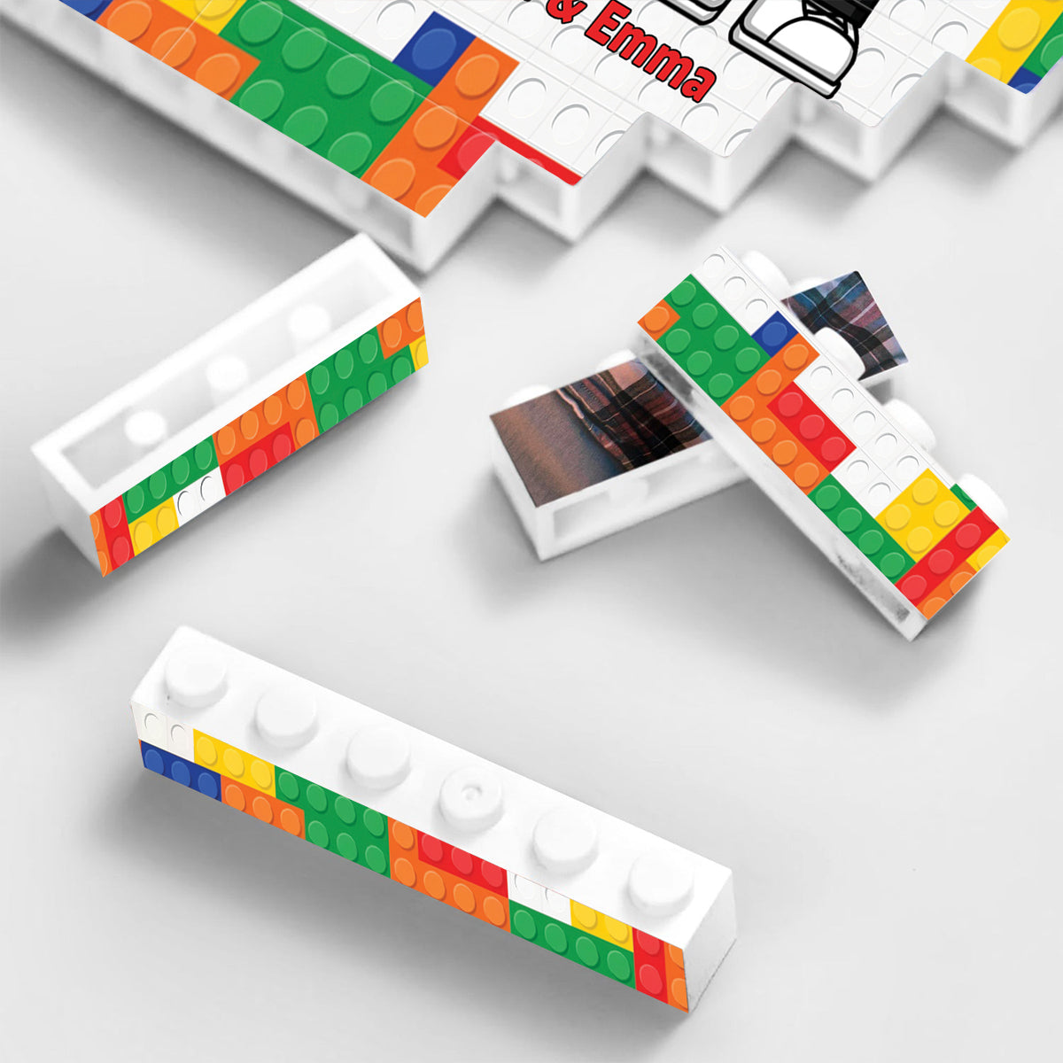 Personalized One-Sided Building Brick Block with Custom Names - Unique Couple Gift for Wedding or Anniversary One-sided Rectangle Building Brick Blocks GradoCreations