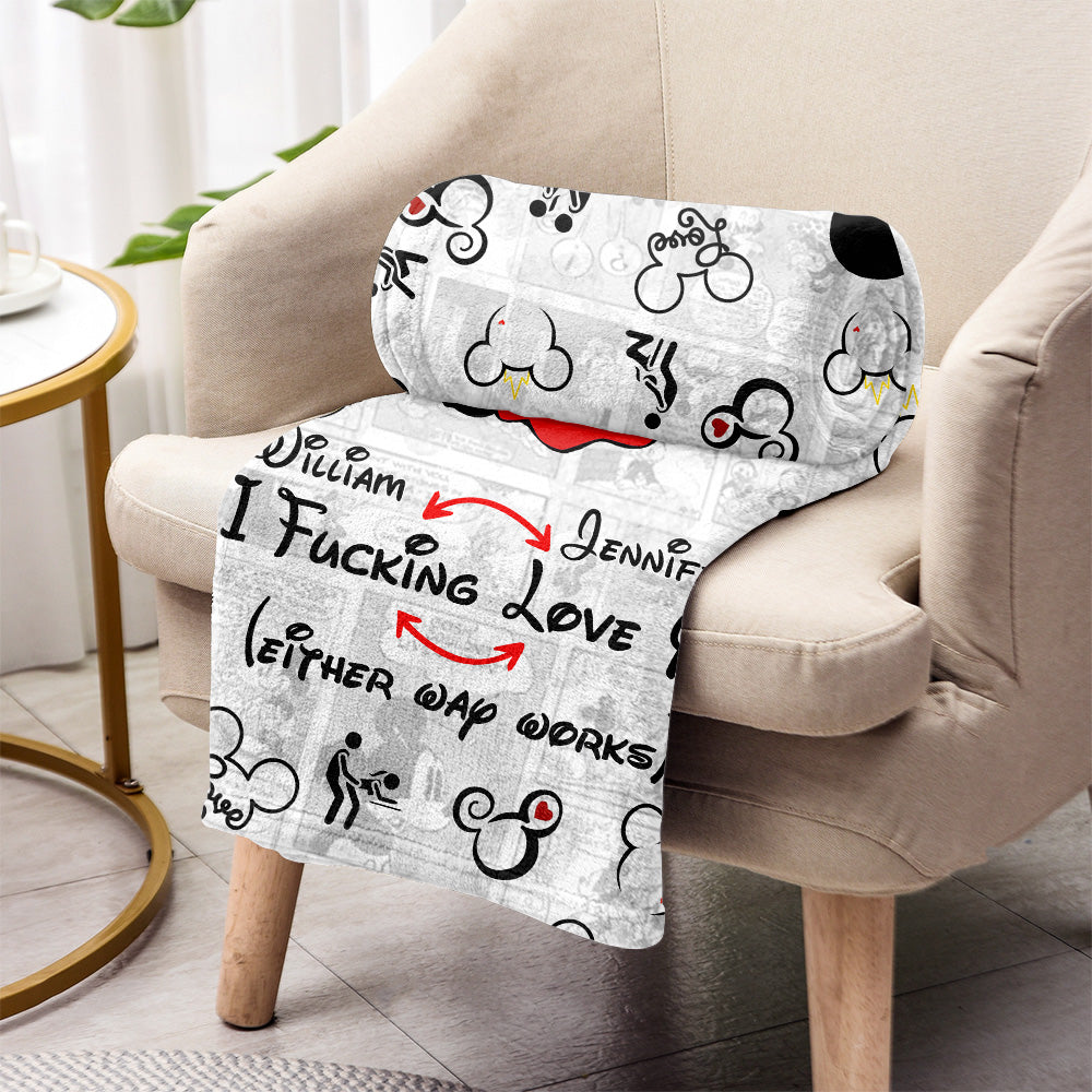 Personalized Double-Sided Flannel Mouse Blanket for Couples Blanket GradoCreations