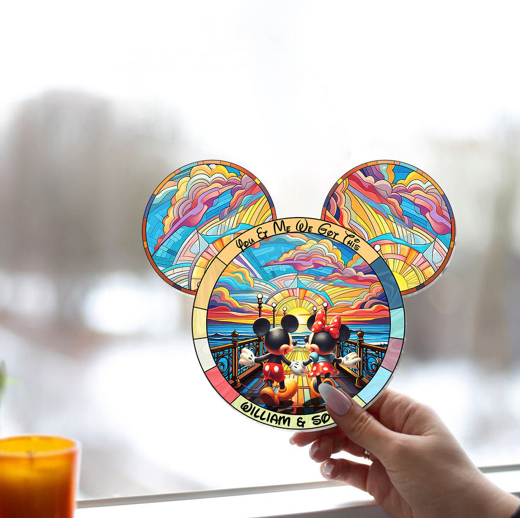 Personalized Mouse Hanging Suncatcher Ornament Custom Gift for Couples Window Hanging Suncatcher Ornament GradoCreations
