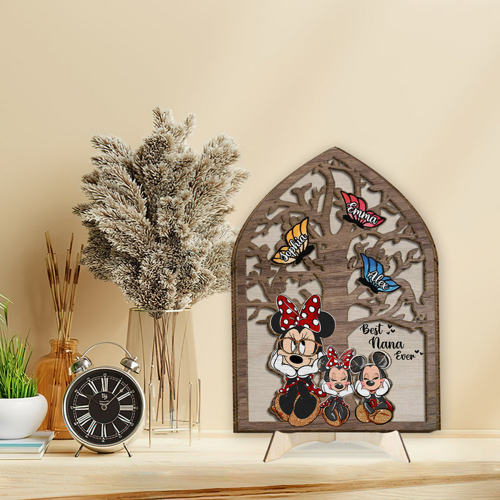Personalized Best Nana Ever Mouse Ears 2-Layered Wood Sign Gift 2 Layered Wood Sign GradoCreations
