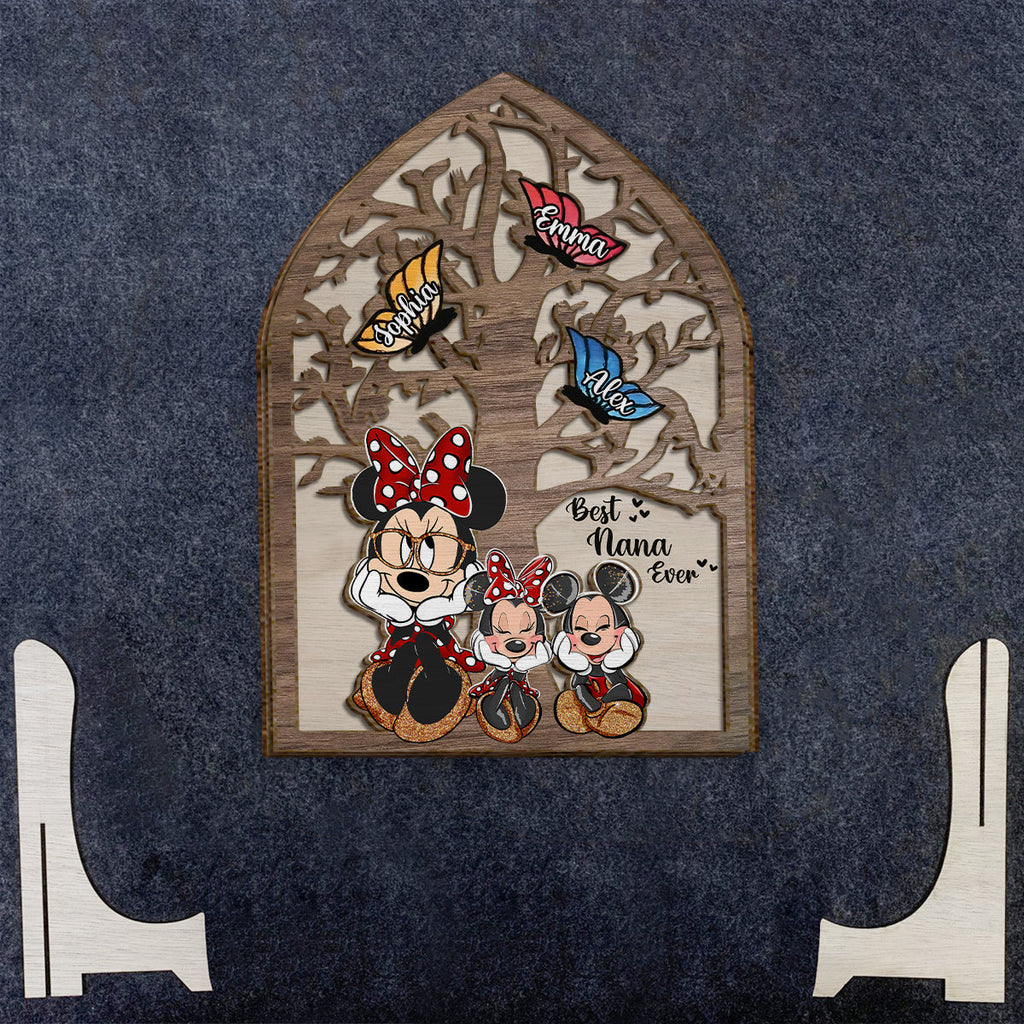 Personalized Best Nana Ever Mouse Ears 2-Layered Wood Sign Gift 2 Layered Wood Sign GradoCreations