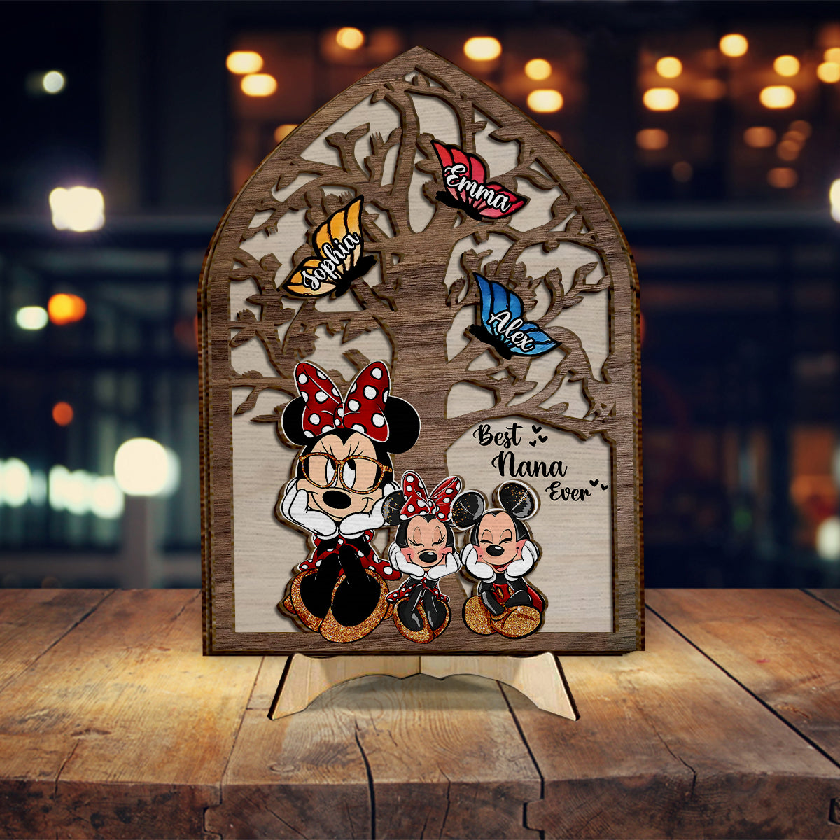 Personalized Best Nana Ever Mouse Ears 2-Layered Wood Sign Gift 2 Layered Wood Sign GradoCreations