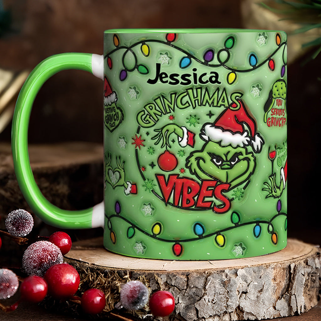 Personalized Grinchmas Vibes Accent Mug Custom Name Gift Accent Mug GradoCreations