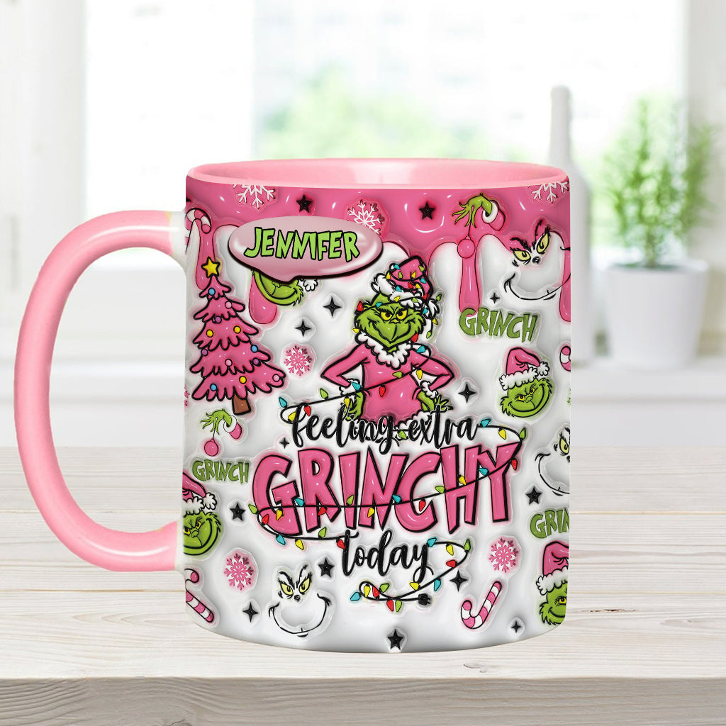 Personalized Grinch Accent Mug & Coaster Gift for Christmas Accent Mug GradoCreations