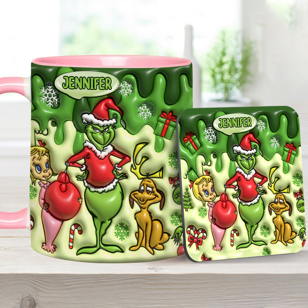 Personalized Grinch Accent Mug & Coaster Custom Name Gift Accent Mug GradoCreations