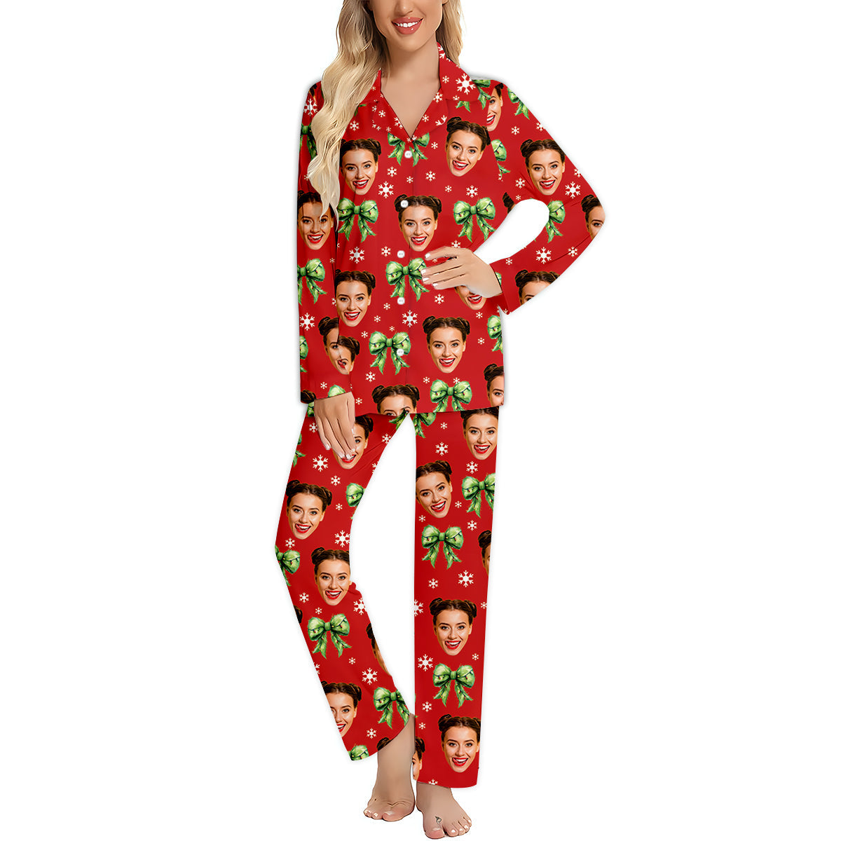 Personalized Christmas Button Down Pajama Set Cute Gift Idea Button Down Pajamas GradoCreations