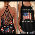 Personalized Cross Tank Top USA Flag Design Custom Name Gift Cross Tank Top GradoCreations