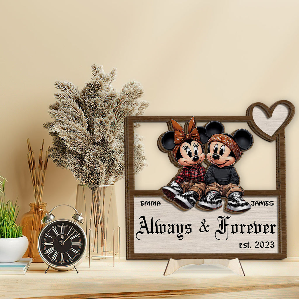 Personalized Always And Forever 2 Layered Wood Sign Gift for Couples 2 Layered Wood Sign GradoCreations