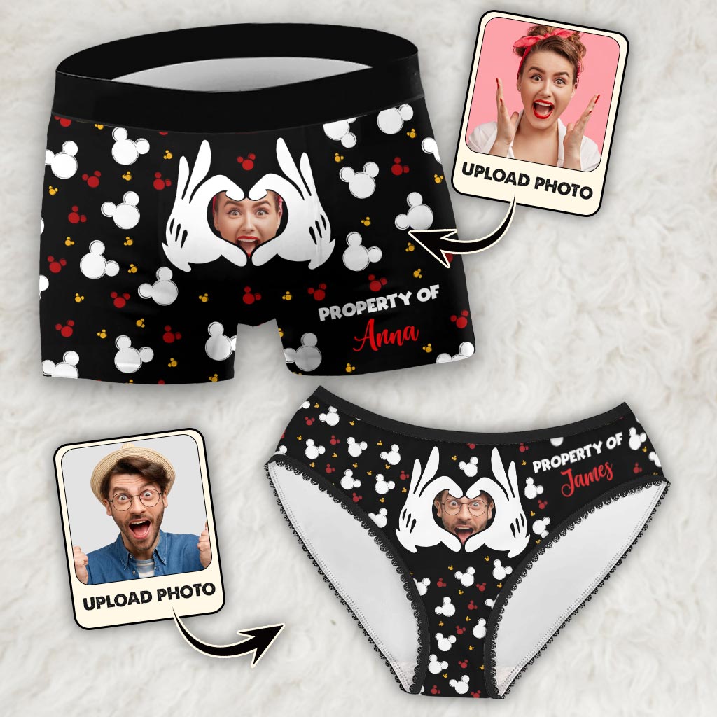 Personalized Property Of Couples Briefs Custom Name Lace Boxer Briefs Lace Border Women Briefs And Men’s Boxer Briefs GradoCreations