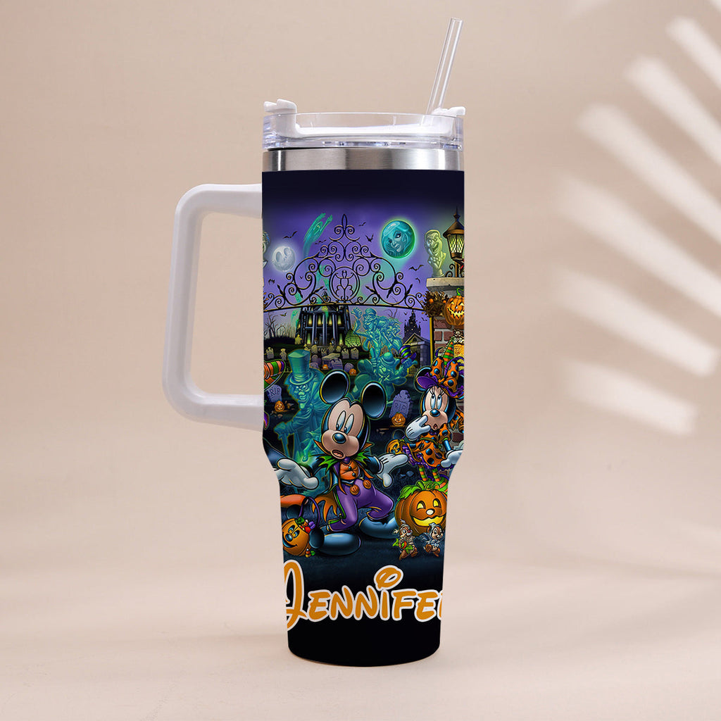 Personalized Halloween Tumbler with Handle for Drinks Tumbler With Handle GradoCreations