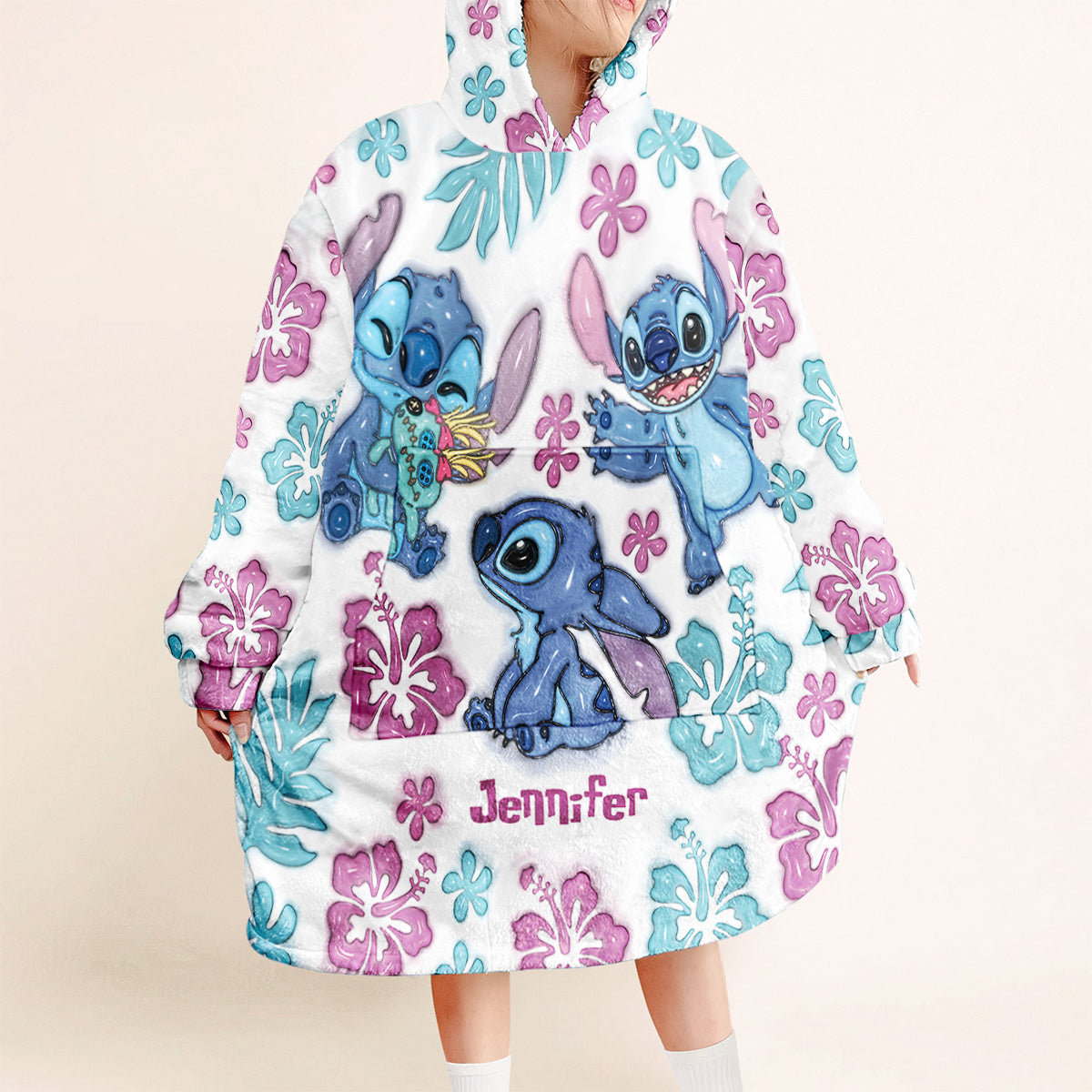 Personalized Ohana Blanket Hoodie Ultra-Soft Custom Gift for Kids Blanket Hoodie GradoCreations