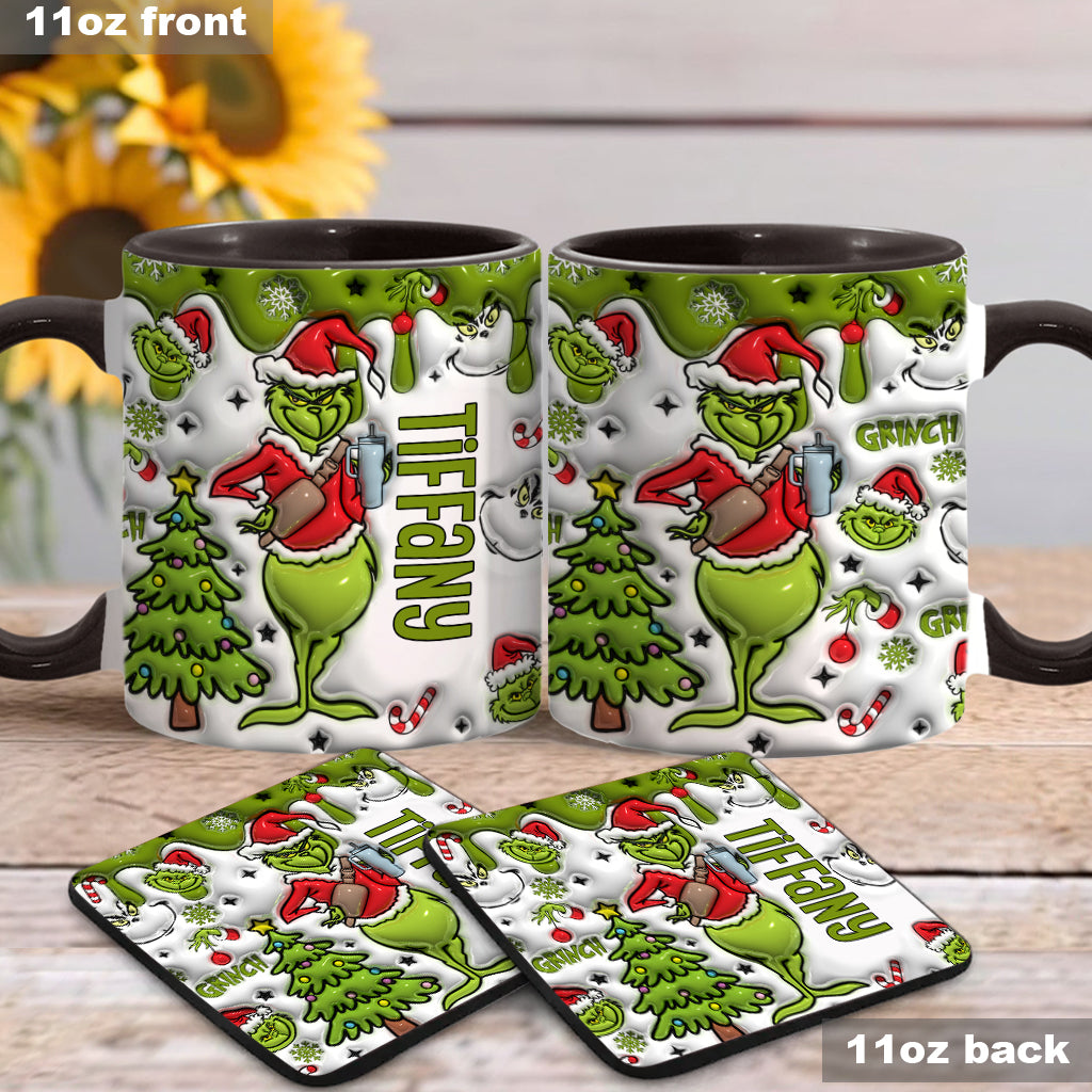 Personalized Grinch Accent Mug Custom Name Gift for Christmas Accent Mug GradoCreations