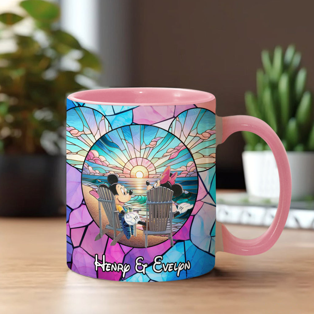 Personalized Ceramic Accent Mug with Sunset Design for Couples Accent Mug GradoCreations