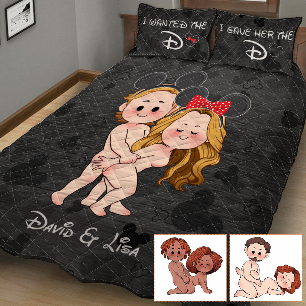 Personalized Couple Mouse Ears Quilt Set Custom Names Gift Quilt Set GradoCreations