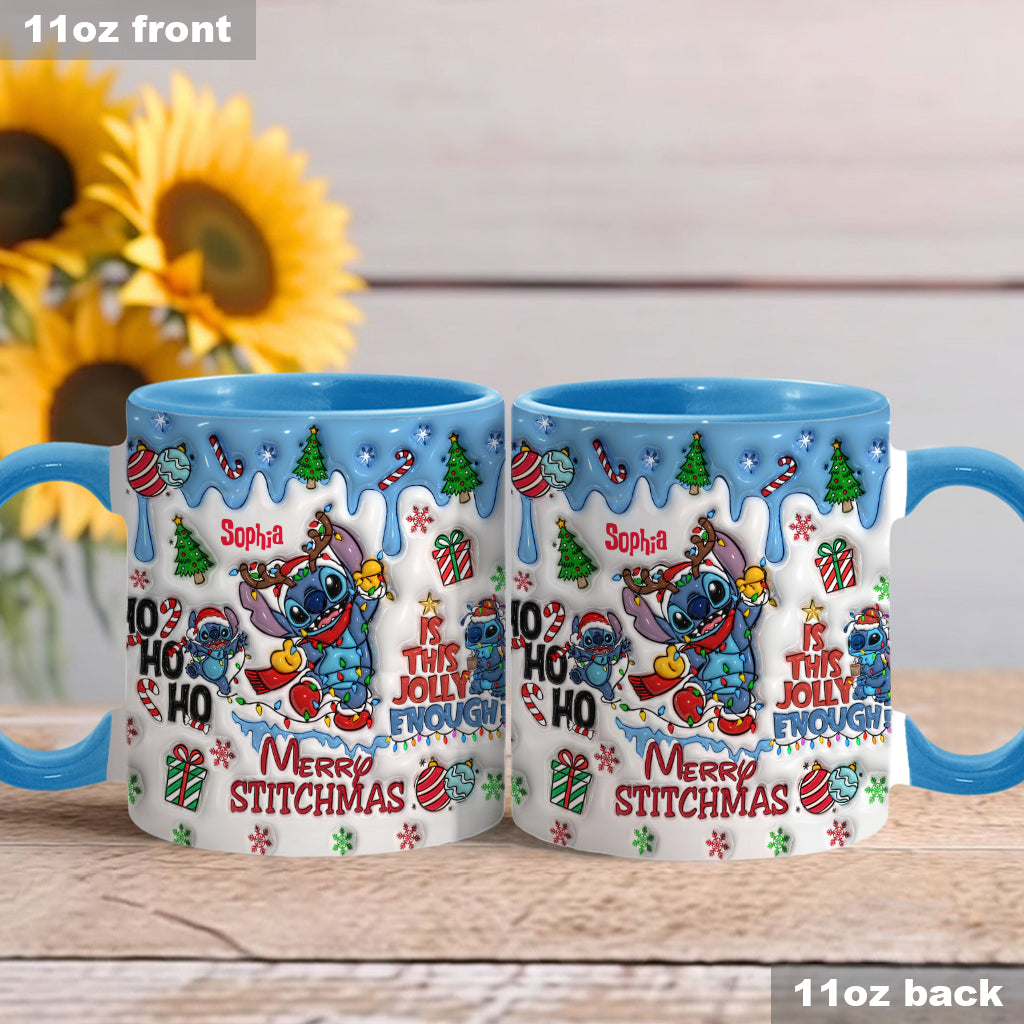 Personalized Merry Stitchmas Accent Mug Custom Name Gift Accent Mug GradoCreations