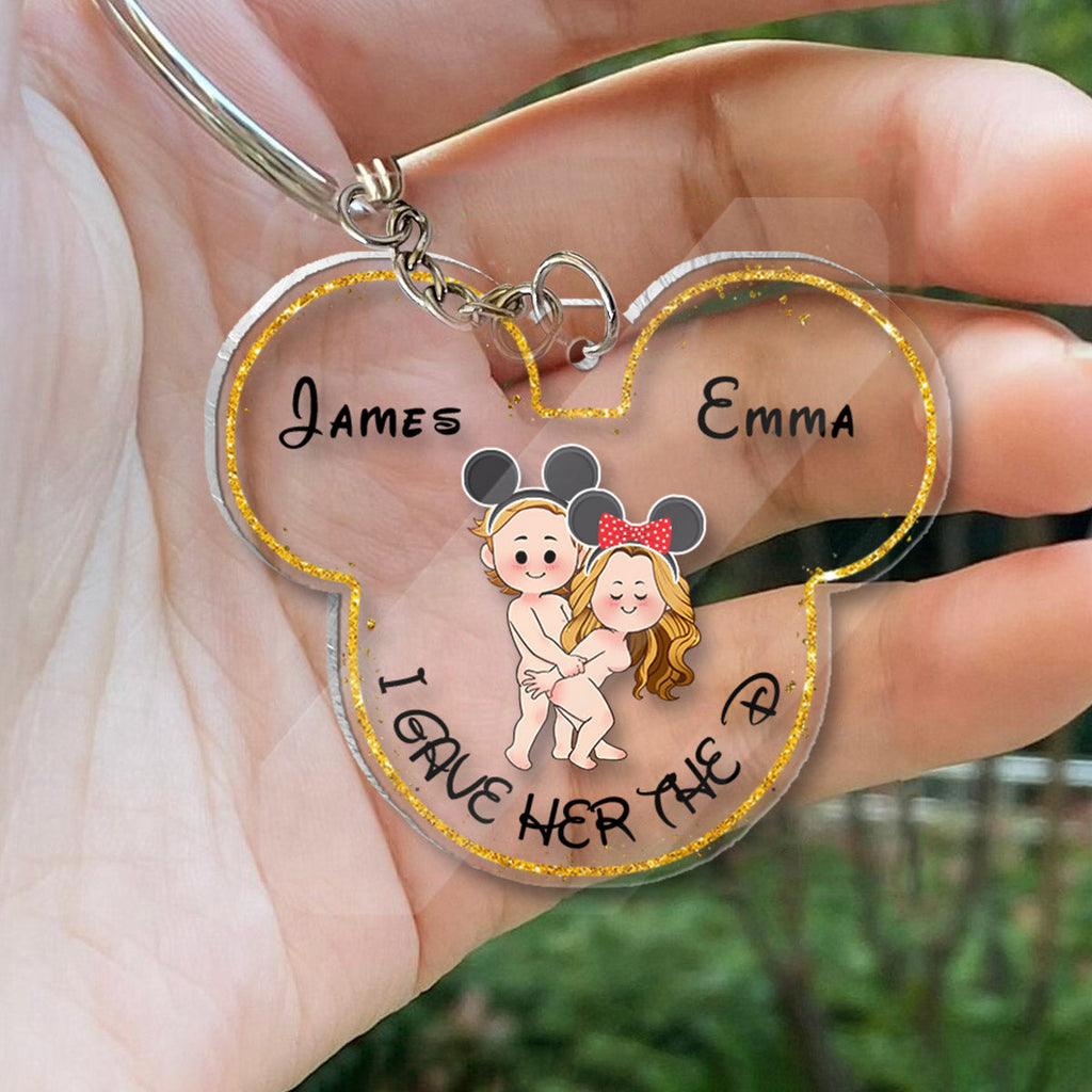Personalized Acrylic Mouse Ears Keychain Custom Name Gift for Couple One-sided Keychain GradoCreations