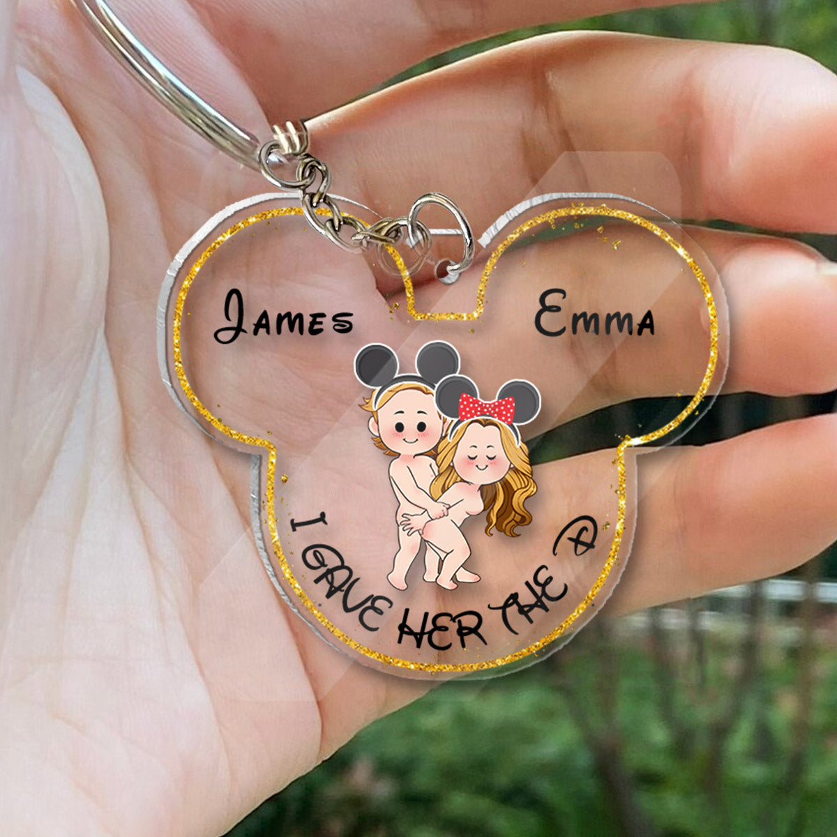 Personalized Acrylic Mouse Ears Keychain Custom Name Gift for Couple One-sided Keychain GradoCreations