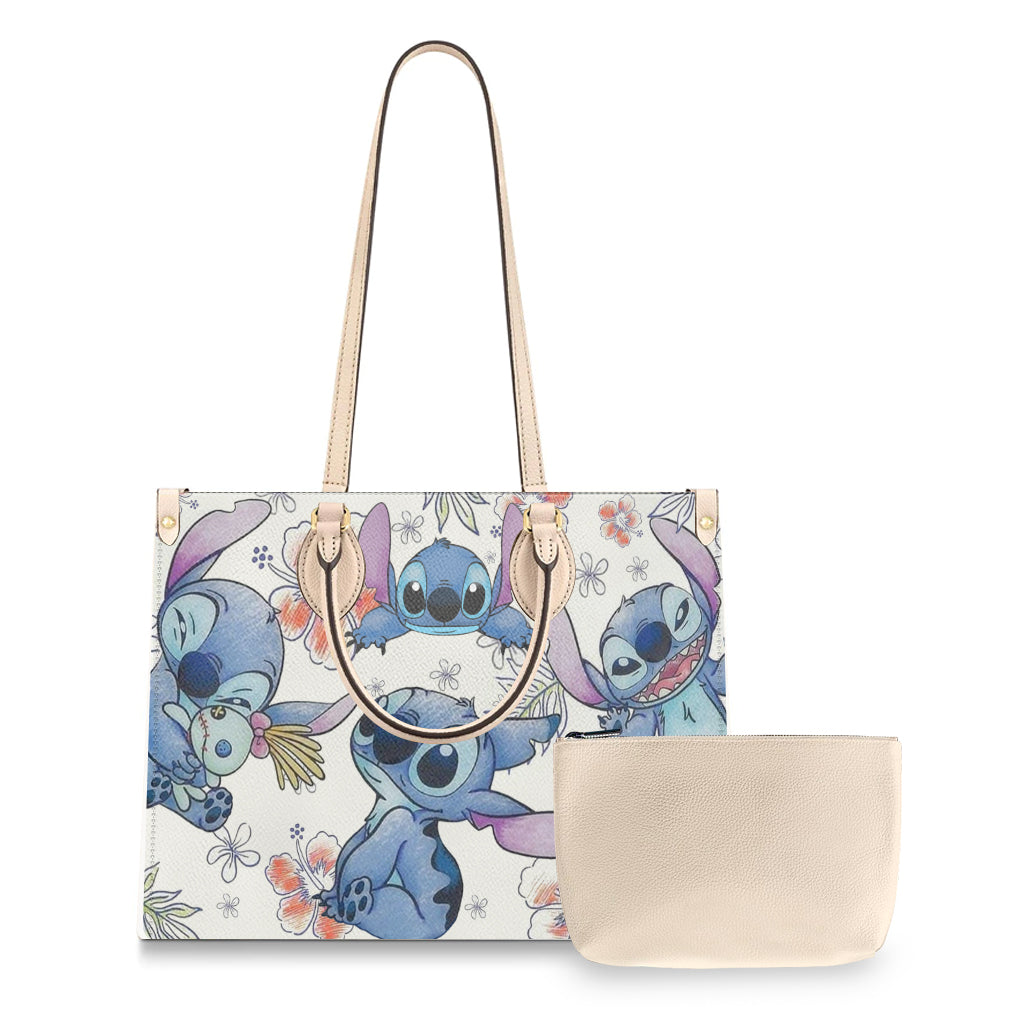 Personalized Leather Handbag Ohana Stitch Design Gift for Women Leather Handbag GradoCreations