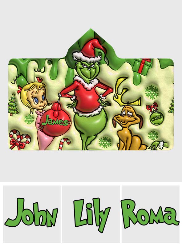 Personalized Grinch Hooded Blanket Unique Christmas Gift Hooded Blanket GradoCreations